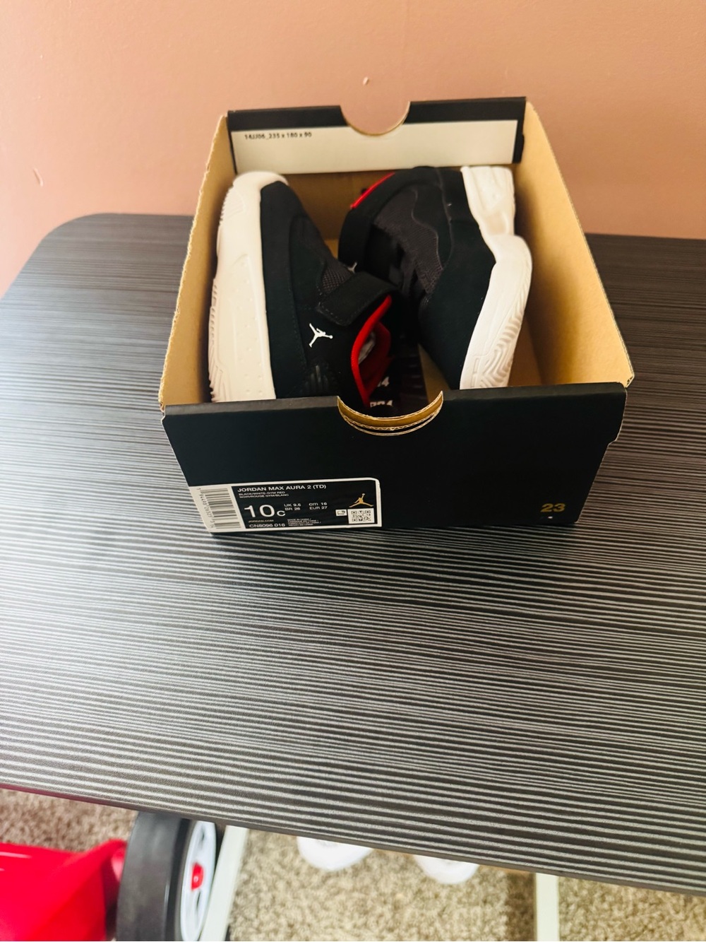 Jordan Black and Red Low-Top Sneakers